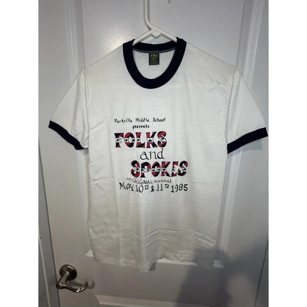 Vintage 1985 Single Stitch Middle School Musical Ringer T-Shirt Mens‎ Medium